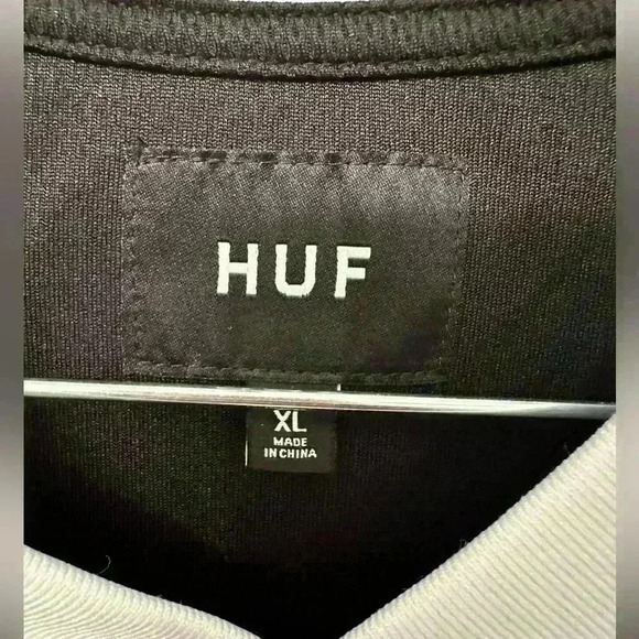 HUF Skateboarding Long Sleeve Hockey Jersey Mesh Spellout Black Men's Size XL - Picture 2 of 8